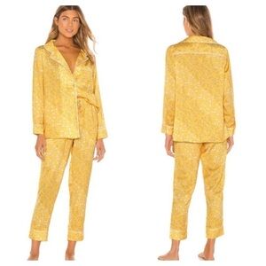 Revolve Plush Pajamas Yellow Revolve Floral Pajama & Eye Mask Set Yellow Size XS